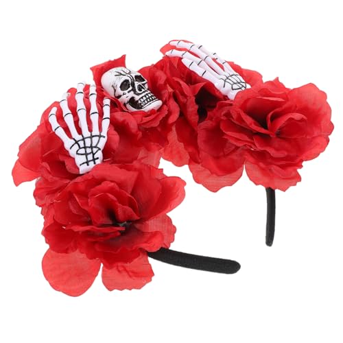 FONDOTIN Gruseliges Halloween Stirnband mit Skelett Claw und Roten Rosen Vielseitiges Haaraccessoire für Kostümpartys Spooky Dekorationen FONDOTIN Gruseliges Halloween Stirnband mit Skelett Claw und Roten Rosen Vielseitiges Haaraccessoire für Kostümpartys Spooky Dekorationen von FONDOTIN