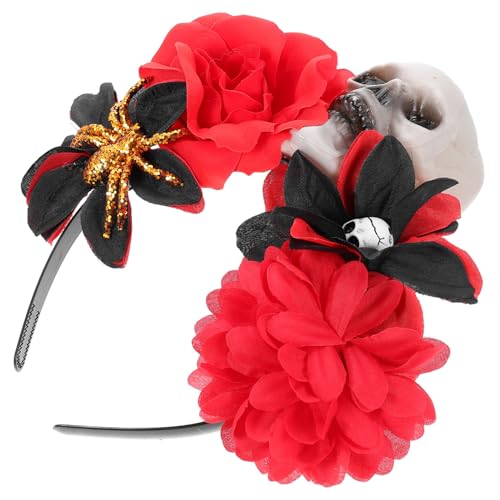 FONDOTIN Halloween Haarreif mit Rosen und Skelett Design Leichtes Bequemes Kopfstück für Karneval Cosplay und Halloween Party Eleganter Haarschmuck für Damen und Kostümzwecke von FONDOTIN