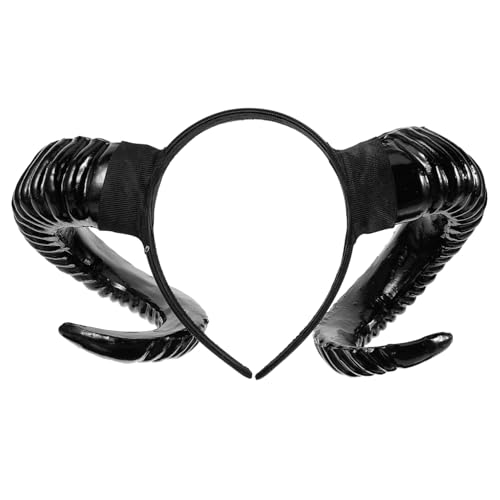 FONDOTIN Halloween Haarschmuck Hörner Haarreif Schwarzes Schafhorn Cosplay Party Kopfschmuck für Damen und Mädchen Karneval Fasching Requisiten von FONDOTIN