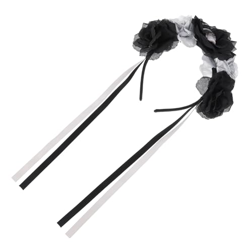 FONDOTIN Halloween Skull Headband Silber mit Rosen Braut Party Haarreif für Damen und Mädchen Day Of The Dead Haarschmuck Festliches Halloween Accessoire von FONDOTIN