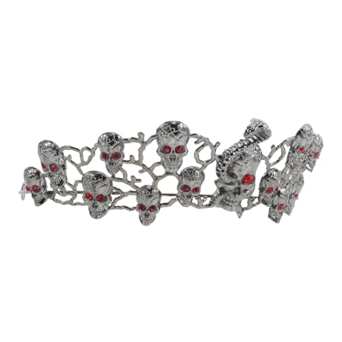 FONDOTIN Halloween Tiara Gothic Stirnreif mit Kristallschädel Stabiles Legierungs-haarschmuck für Halloween Bankett Cosplay und Festival Auffällige Dunkle Eleganz für Partys und von FONDOTIN