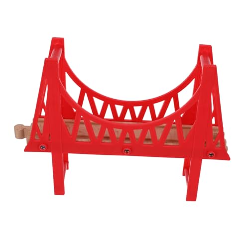 FONDOTIN Holz zugbrücke Doppelstock Abnehmbar aus Robustem Holz Kompatibel mit Gängigen Holzeisenbahn schienen Fördert Kreatives und Einfache Montage für Zuhause und Schule von FONDOTIN