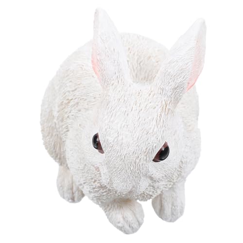 FONDOTIN Kleine Weiße Kaninchen Dekoration Hasen Tierwelt Ohr Mini Tiermodell Kaninchenfiguren Wildtierfiguren Kaninchenmodelle Kaninchen-modellierdekor Wilde Tierfiguren Harz von FONDOTIN