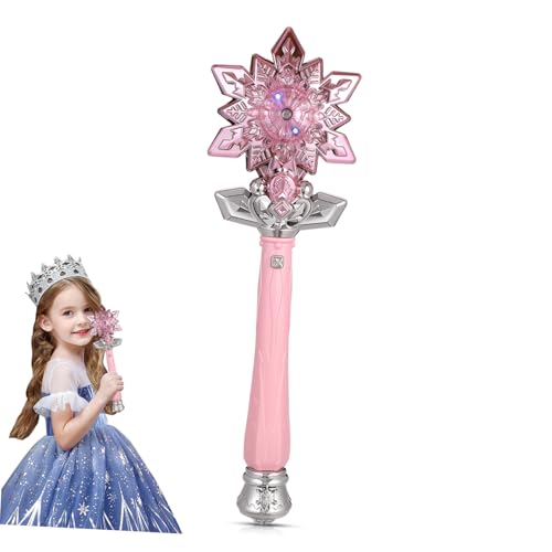 FONDOTIN Leuchtender Sprüh Zauberstab mit Schneeflocken Design für Magischer Nebeleffekt Rosa Plastik Leicht und Tragbar für Prinzessin Cosplay und Partyspaß von FONDOTIN