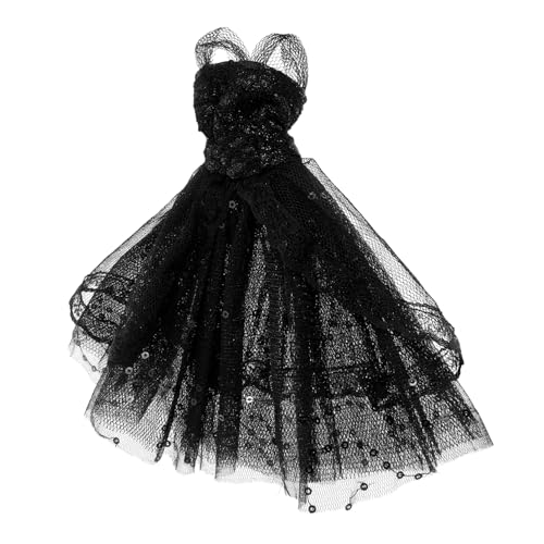 FONDOTIN Puppen-Tutu Puppen-Tanzkleidungs-Outfit Puppenabend-Partykleid Puppenprinzessin-Hochzeitskleid Ballettkleid für Puppen mädchen kostüm Puppenhochzeitskleid Stoff Schwarz von FONDOTIN