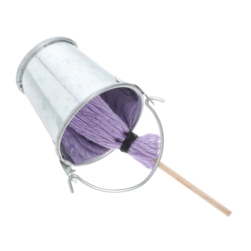 FONDOTIN Puppenhausmopp quadratischer Moppeimer Mini-Reinigungswerkzeuge Puppenhaus-Reinigungszubehör Mini-Bodenwischer Drücken Sie den Mini-Mopp zusammen Mini-Sandeimer Eisen von FONDOTIN