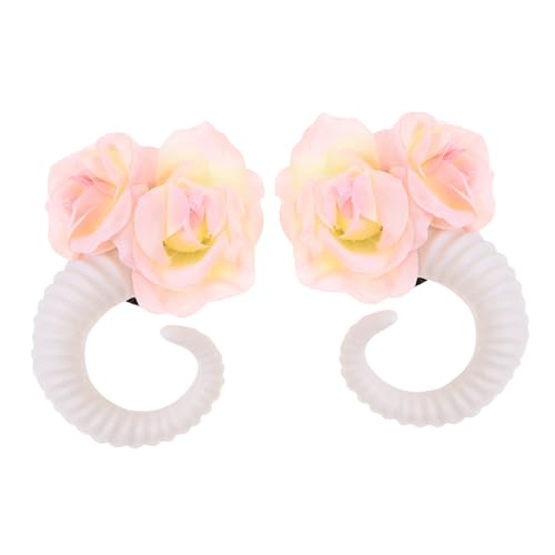 FONDOTIN RAM Horn Haarreif mit Rosen Dekoratives Festival Haarband Leichter Bequemer Kopfschmuck für Halloween Party und Fotoshooting Accessoire von FONDOTIN