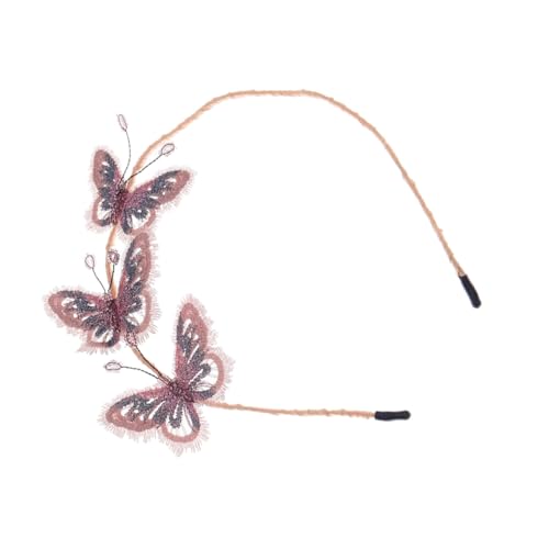 FONDOTIN Retro Schmetterling Haarband Damen Party Haarschmuck aus Nylon Dekoratives Stirnband für Kostümfest Mehrfach Verwendbar Kreatives Party accessoire und Fotorequisite Rosa Stickerei von FONDOTIN