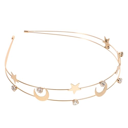 FONDOTIN Stern und Mond Haarschmuck Mehrlagiges Haarband für Hochzeiten Geburtstagsfeiern und Cosplay Bequeme und Rutschfeste Kopfbedeckung für Damen von FONDOTIN