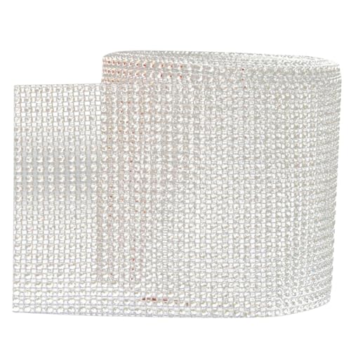 FONDOTIN Strassband Reihig Silberfarben Glitzer Mesh Rhinestone Trim Schneidbar für Hochzeitsdeko Tortendeko Geschenkverzierung und Bastelarbeiten von FONDOTIN