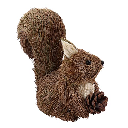 FONDOTIN Weihnachtliche Stroheichhörnchen Figur Handgefertigt Mini Leicht Langlebig Dekorativ für Schlafzimmer Büro Detailreich Gestaltet für Familie und Freunde von FONDOTIN