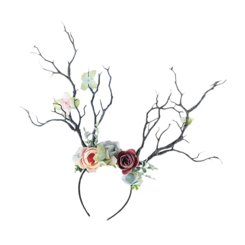 FONDOTIN Weihnachtlicher Haarreifen mit Rentiergeweih und Blumen Stilvolles Cosplay Accessoire für Erwachsene für Festlichkeiten und Fotografie FONDOTIN Weihnachtlicher Haarreifen mit Rentiergeweih und Blumen Stilvolles Cosplay Accessoire für Erwachsene für Festlichkeiten und Fotografie von FONDOTIN