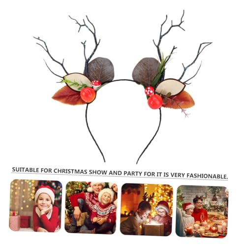 FONDOTIN Weihnachtliches Geweih Haarreif mit Beeren Vogelmotiv und Ast Modisches Festival Stirnband für Erwachsene für Halloween Weihnachtsfeier und Partyshow von FONDOTIN