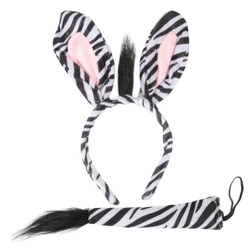 FONDOTIN Zebra Haarreif Set mit Tierohren und Bequemes Animal Cosplay Stirnband für Fasching Karneval Halloween und Maskenball Modisches Kostümzubehör für Erwachsene von FONDOTIN