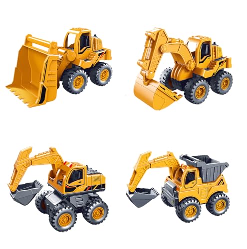 4 Stück Sandspielzeug Bagger Kinder Sandkasten Spielzeug Set, Bagger Sand Spielzeug ab 1 2 3 4 5 Jahr Mädchen Junge Geschenk, Kipplaster Ingenieurfahrzeuge Gartenspielzeug für Frühling Sommer (B) von FONDUO