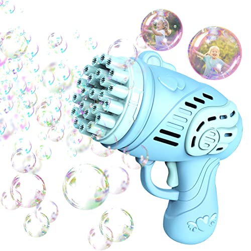 Gatling Bubble Machine|Bubble Gun Automatische 2022 Pistole Spielzeug Prime mit Ladekombination Seifenblasenmaschinen 69 Löcher Spielzeug Pistole für Kinder Erwachsene Frauen Mädchen (Blau-23Löcher) von FONDUO