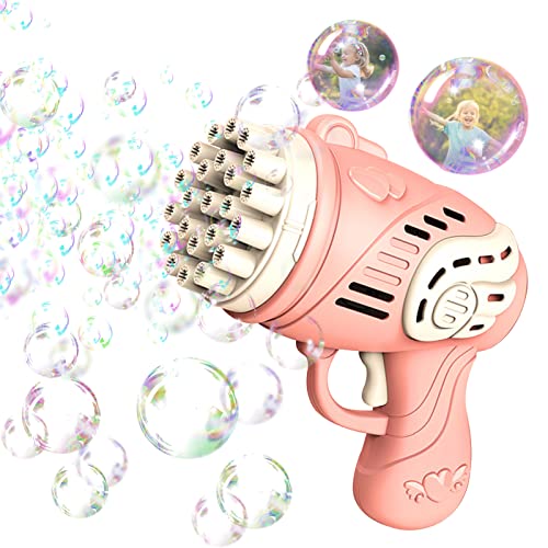Gatling Bubble Machine|Bubble Gun Automatische 2022 Pistole Spielzeug Prime mit Ladekombination Seifenblasenmaschinen 69 Löcher Spielzeug Pistole für Kinder Erwachsene Frauen Mädchen (Rosa-23 Löcher) von FONDUO