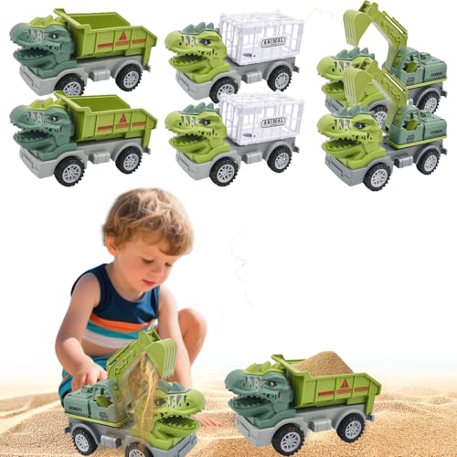 FONDUO 3 Stück Sandspielzeug Bagger Sandkasten Spielzeug Kinder, Dinosaurier Strandspielzeug Kipplaster, Sand Spielzeug Auto ab 1-5 Jahr Junge Mädchen Geschenk, Sommerspielzeug (B) von FONDUO