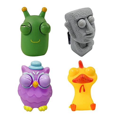 Squishy Squeeze Spielzeug, Stressball Toys für Erwachsene Angst Stressabbau Pflanzliches Insekten Squeeze Spielzeug Knetball zum Quetschen Popping Out Eyes Squeeze Toys (4 Stück) von FONDUO