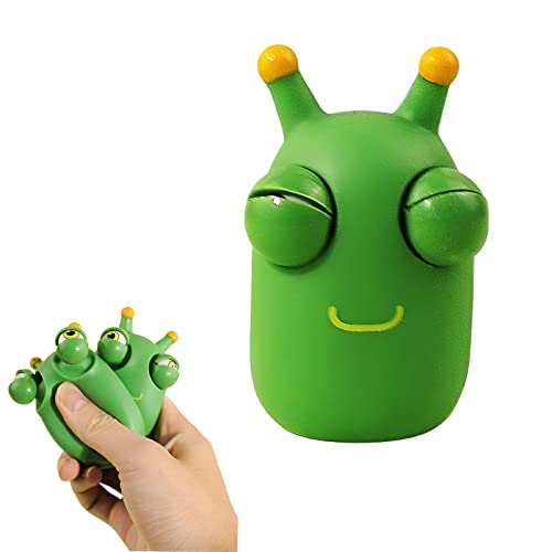 Squishy Squeeze Spielzeug, Stressball Toys für Erwachsene Angst Stressabbau Pflanzliches Insekten Squeeze Spielzeug Knetball zum Quetschen Popping Out Eyes Squeeze Toys (Grüner Wurm) von FONDUO