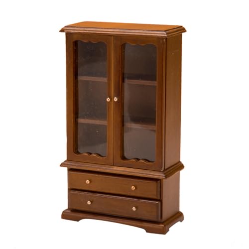 FONGKNOX Miniatur-Bücherregal aus Holz im Maßstab 1/12, Puppenhaus-Bücherregal, Miniatur-Bücherregal aus Holz mit 2 Schubladen, Doppeltür, Miniatur-Möbel, Puppenhaus-Zubehör FONGKNOX Miniatur-Bücherregal aus Holz im Maßstab 1/12, Puppenhaus-Bücherregal, Miniatur-Bücherregal aus Holz mit 2 Schubladen, Doppeltür, Miniatur-Möbel, Puppenhaus-Zubehör von FONGKNOX