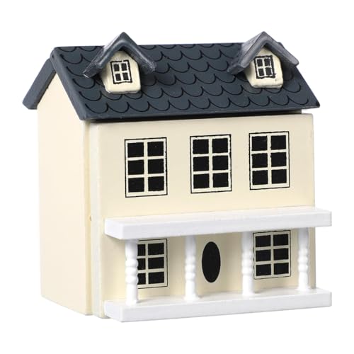 FONGKNOX Miniatur-Haus-Kit Mini-Dorfhäuser Modell DIY Mini VillaPuppenhaus Bastelmodell Holz Puppenhaus Beige von FONGKNOX