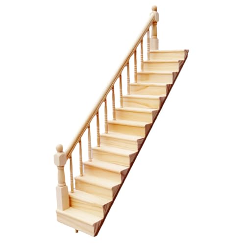 FONGKNOX Puppenhaustreppe, Miniaturtreppe, Holztreppe, 1/12 Puppenhaus, Miniaturmöbel, Holzwangenstufen, Modell, DIY Treppenzubehör, Dekor, Linke Armlehne FONGKNOX Puppenhaustreppe, Miniaturtreppe, Holztreppe, 1/12 Puppenhaus, Miniaturmöbel, Holzwangenstufen, Modell, DIY Treppenzubehör, Dekor, Linke Armlehne von FONGKNOX