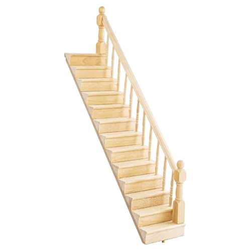 FONGKNOX Puppenhaustreppe, Miniaturtreppe, Holztreppe, 1/12 Puppenhaus, Miniaturmöbel, Holzwangenstufen, Modell, DIY Treppenzubehör, Dekor, rechte Armlehne FONGKNOX Puppenhaustreppe, Miniaturtreppe, Holztreppe, 1/12 Puppenhaus, Miniaturmöbel, Holzwangenstufen, Modell, DIY Treppenzubehör, Dekor, rechte Armlehne von FONGKNOX