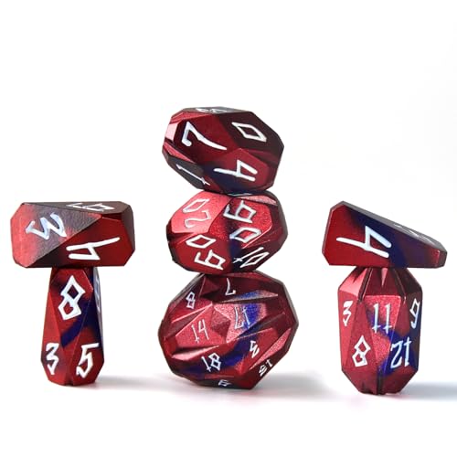 FONVGOGO Metall DND Würfel Set mit 7 Stück für Dungeons und Dragons, Polyedrisches Metall Stonehenge Würfelset D&D mit Etui, Rollenspiel Würfel(Stonehenge Schwarz Rot) von FONVGOGO