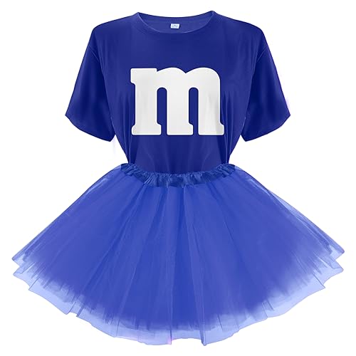 Buchstabe M Halloween Kostüme T-Shirt Tutu Röcke Team Gruppe T-Shirt Lustige Kostüme für Halloween Weihnachten Party Kostüm, Blau, M Buchstabe M Halloween Kostüme T-Shirt Tutu Röcke Team Gruppe T-Shirt Lustige Kostüme für Halloween Weihnachten Party Kostüm, Blau, M von FONYFA