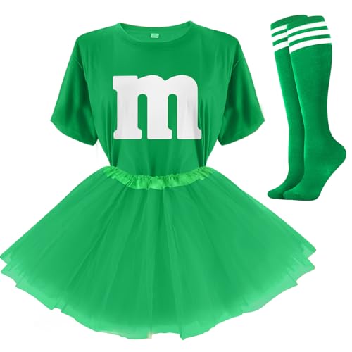 FONYFA Buchstabe M, Halloween-Kostüm, Tutu-Röcke, Frauen-Teamgruppen-T-Shirt, Süßigkeitenkostüm für Halloween, Weihnachten, Grün , M FONYFA Buchstabe M, Halloween-Kostüm, Tutu-Röcke, Frauen-Teamgruppen-T-Shirt, Süßigkeitenkostüm für Halloween, Weihnachten, Grün , M von FONYFA