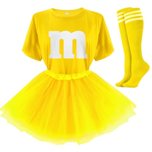 FONYFA Buchstabe M, Halloween-Kostüm, Tutu-Röcke, Frauen-Teamgruppen-T-Shirt, Süßigkeitenkostüm für Halloween, Weihnachten, gelb, XL FONYFA Buchstabe M, Halloween-Kostüm, Tutu-Röcke, Frauen-Teamgruppen-T-Shirt, Süßigkeitenkostüm für Halloween, Weihnachten, gelb, XL von FONYFA