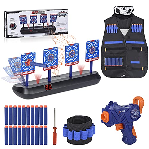 Zielscheibe für Nerf Pistole,Ziel mit Taktische Weste,1 Kinder Gewehr und 20 Darts Nerf Zubehör Set,Geschenke Spielzeug für 6 7 8 9 10 Jahre Kinder Junge Geburtstagsgeschenke von FOR21JOYS