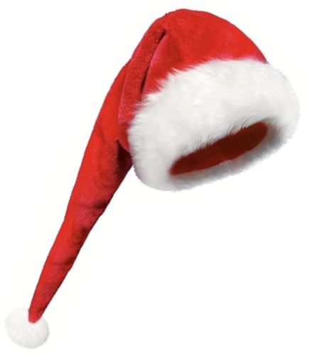 Lang Weihnachtsmütze, Plüsch Weihnachtsmann Mütze, Nikolausmütze mit Dicker Fellrand, Santa Clause Mütze, für Cosplay, Weihnachtsfeier, Partys (Rot) von FORDJA