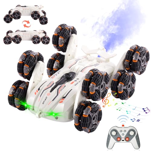 FORESTDREAM 8-Rad Fernsteuerungsauto für Kinder, geeignet für 4-10 Jahre, mit Fernbedienung, Drift-Funktion, Nebeleffekten und 2,4 GHz Technologie – Perfekt für Spielspaß und Action (Weiß) von FORESTDREAM