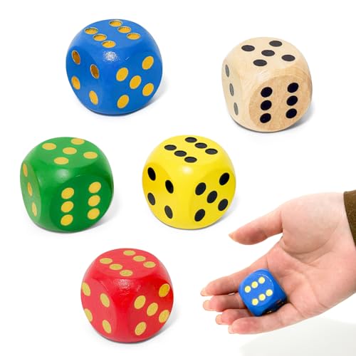 FORETOGO 5 Stück 30mm Würfel Groß,Holz Farbige Würfel,Natur Holz Große Würfel Set,Spielwürfel mit Runden Ecken,Würfelspiel Kniffel Holzwürfel für Brettspiele Zuhause Partyspiel Mathematik,5 Farben FORETOGO 5 Stück 30mm Würfel Groß,Holz Farbige Würfel,Natur Holz Große Würfel Set,Spielwürfel mit Runden Ecken,Würfelspiel Kniffel Holzwürfel für Brettspiele Zuhause Partyspiel Mathematik,5 Farben von FORETOGO