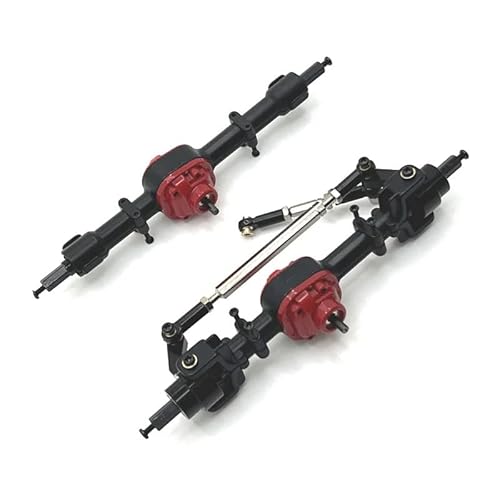 FORMIAHA 1/12 MN82 LC79 MN78 RC Auto Metall Vordere Hinterachse Montage Upgrade Teile Aluminium Legierung Verstärkung Chassis Brücke Kit(Black Front Rear) von FORMIAHA