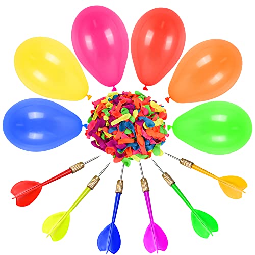 FORMIZON 6 Stück Dartpfeile Pfeile 500 Stück Ballon Spiel Set, Latex Ballon Dartspiel, Spiele Dart Pfeile Luftballons für für Kinderparty, Zirkusdekorationen, Karneval, Geburtstagsparty von FORMIZON