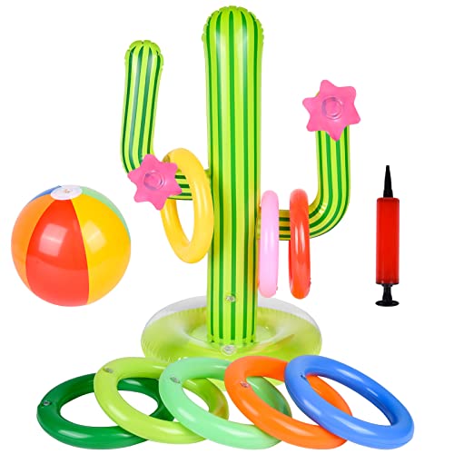 FORMIZON Aufblasbare Kaktus Ring Wurfspiel, 11 Stücke Spielring, Pool Spielzeug für Fiesta Party Sommer Schwimmbad Spiel von FORMIZON