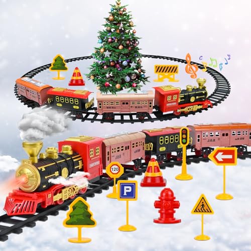 FORMIZON Elektrischer Zug Set für Kinder, Spielzeugeisenbahn mit Licht, Sound und 3 Löchern für Rauch, Dampfzug Spielzeug mit 4 Wagen und Schienen, Kreatives Geschenk für Kinder ab 3 Jahren FORMIZON Elektrischer Zug Set für Kinder, Spielzeugeisenbahn mit Licht, Sound und 3 Löchern für Rauch, Dampfzug Spielzeug mit 4 Wagen und Schienen, Kreatives Geschenk für Kinder ab 3 Jahren von FORMIZON