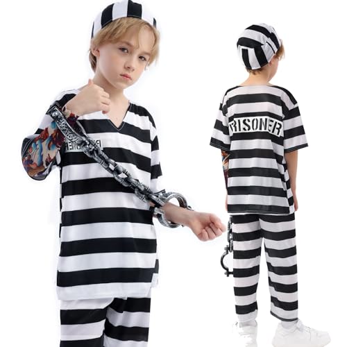 FORMIZON Halloween Zombiekostüm Sträfling für Kinder, Zombie Kinderkostüm für Jungen, Häftling Kostüm Kinder, Halloween Horror Kostüm Jungen mit Kunstblut für Partys, Karneval, Rollenspiele FORMIZON Halloween Zombiekostüm Sträfling für Kinder, Zombie Kinderkostüm für Jungen, Häftling Kostüm Kinder, Halloween Horror Kostüm Jungen mit Kunstblut für Partys, Karneval, Rollenspiele von FORMIZON
