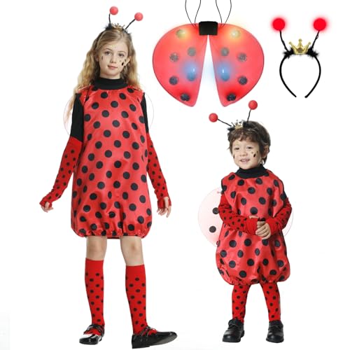 FORMIZON Marienkäfer Kostüm Kinder, Ladybug Kostüm Kinder, Marienkäferkostüm mit Glühende Flügel und Haarbänder, Faschingskostüme kinder Marienkäfer für Jungen Mädchen Karneval Cosplay (110cm) FORMIZON Marienkäfer Kostüm Kinder, Ladybug Kostüm Kinder, Marienkäferkostüm mit Glühende Flügel und Haarbänder, Faschingskostüme kinder Marienkäfer für Jungen Mädchen Karneval Cosplay (110cm) von FORMIZON