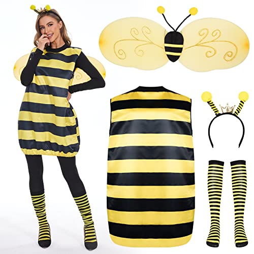 FORMIZON Hummel-kostüm für Erwachsene, Hummel Bienen kostüm, Faschings-Kostüme mit Flügeln, Beinärmel und Haarreif für Erwachsene Karneval Dress Up Party Cosplay (Hummel, L) von FORMIZON
