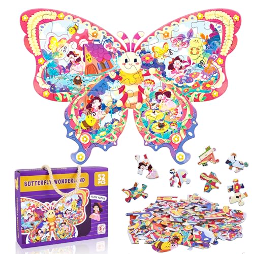 FORMIZON Puzzle Kinder, 52 Teile tierische Puzzleteile, Schmetterlinge Puzzle Spielzeug, Pädagogisches Spielzeug, Kinderpuzzle Geschenk für Jungen Mädche ab 3-12 Jahren (Schmetterlinge) von FORMIZON