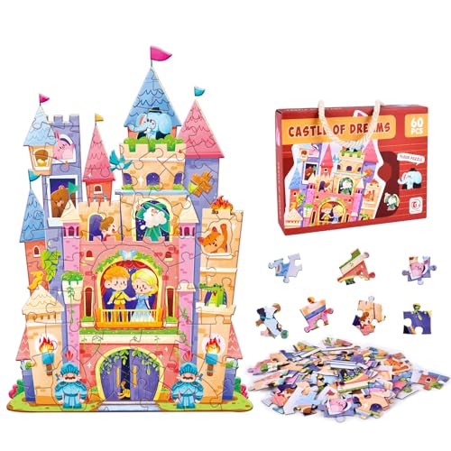 FORMIZON Puzzle Kinder, 60 Teile Tierische Puzzleteile, Burg Puzzle Spielzeug, Pädagogisches Spielzeug, Kinderpuzzle Geschenk für Jungen Mädche ab 5-12 Jahren von FORMIZON