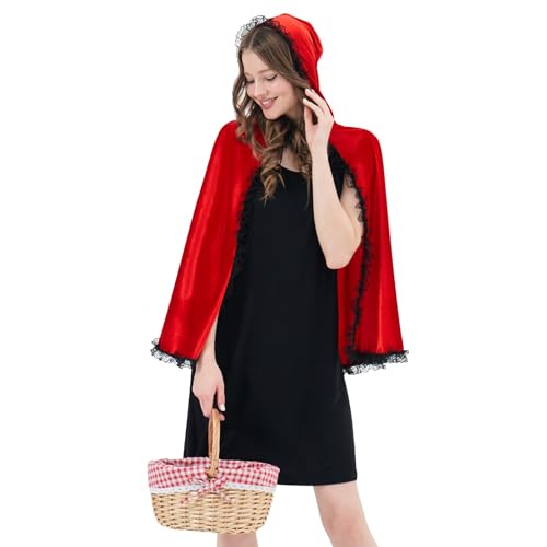 FORMIZON Rotkäppchen Umhang Damen, Umhang Rot Kurz, Karneval Rotkäppchen Umhang mit Kapuze, Roter Kapuzenumhang Dreidimensionale Spitze, Fasching Karneval Kostüm Damen für Cosplay Themenparty FORMIZON Rotkäppchen Umhang Damen, Umhang Rot Kurz, Karneval Rotkäppchen Umhang mit Kapuze, Roter Kapuzenumhang Dreidimensionale Spitze, Fasching Karneval Kostüm Damen für Cosplay Themenparty von FORMIZON