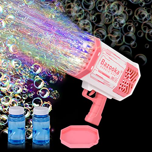 FORMIZON Seifenblasenpistole Set, Gatling Bubble Machine, 69 Löcher Seifenblasen Pistole, Bazooka Automatischer Seifenblasenhersteller mit 2 Seifenblasen Flüssigkeit Kinder Erwachsene Mädchen (Pink) FORMIZON Seifenblasenpistole Set, Gatling Bubble Machine, 69 Löcher Seifenblasen Pistole, Bazooka Automatischer Seifenblasenhersteller mit 2 Seifenblasen Flüssigkeit Kinder Erwachsene Mädchen (Pink) von FORMIZON