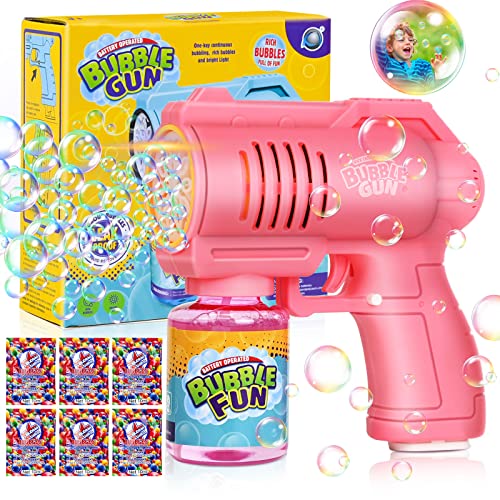 FORMIZON Seifenblasenpistolen, Bubble Machine Automatische mit 130ML Seifenblasenlösung, Seifenblasenpistole für Kinder mit 60ML Seifenblasenkonzentrat, Blasenspielzeug Geschenk für Party (Rosa) von FORMIZON