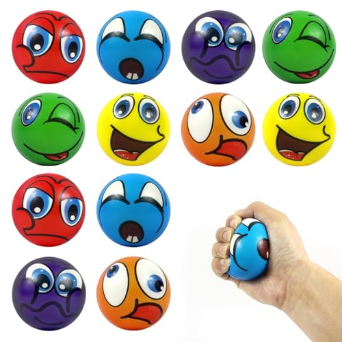 FORYNXHWIN 12 Stück Stressbälle, Squishy Anti Stress Bälle, Antistressball, Knautschball für Angst Abbauen und Beruhigung, lustige Gesichter Softball Sortiert, Spielzeug Ball für Kinder Erwachsene FORYNXHWIN 12 Stück Stressbälle, Squishy Anti Stress Bälle, Antistressball, Knautschball für Angst Abbauen und Beruhigung, lustige Gesichter Softball Sortiert, Spielzeug Ball für Kinder Erwachsene von FORYNXHWIN