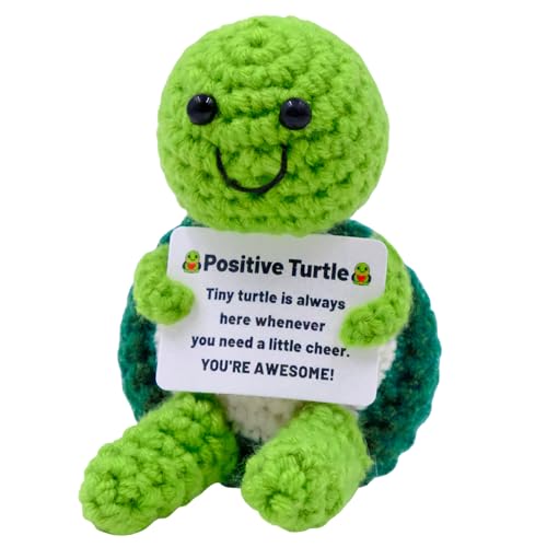 FORYNXHWIN Lustige positive Schildkröten-Geschenke, kleine handgefertigte Häkelschildkröte, niedliches Zeug, inspirierende Geschenke, emotionale Unterstützung, Plüsch für Frauen und Männer von FORYNXHWIN